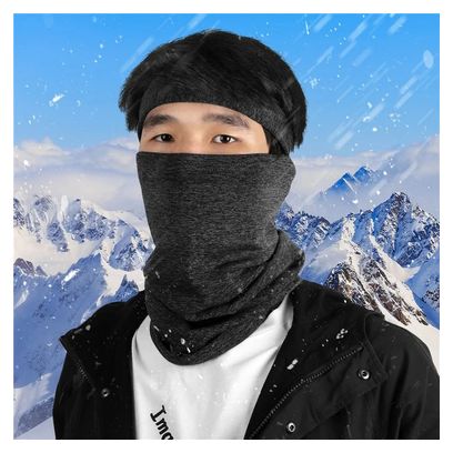 Cagoule Hiver Echarpe Cou Polaire Chaude Elastique Noir/Gris