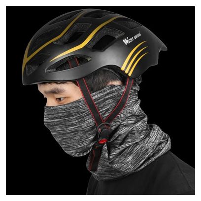 Cagoule Hiver Echarpe Cou Polaire Chaude Elastique Noir/Gris