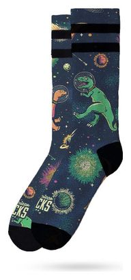 Space Dino - Chaussettes Graphiques Techniques Coolmax - Cyclisme, Running et Sport