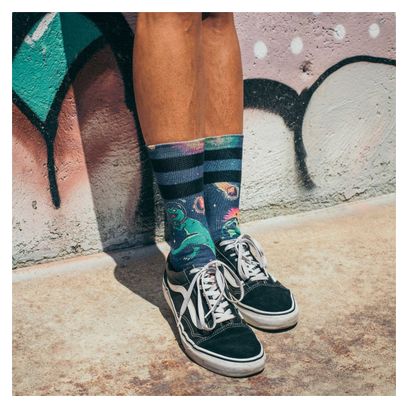 Space Dino - Chaussettes Graphiques Techniques Coolmax - Cyclisme, Running et Sport