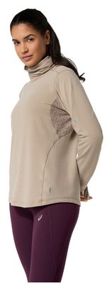 Asics Nagino Run Winter-Thermoshirt für Damen, beige