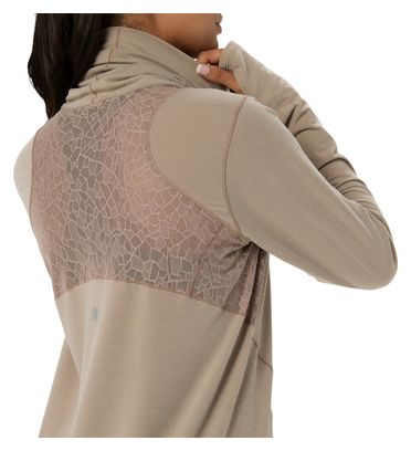 Asics Nagino Run Winter-Thermoshirt für Damen, beige