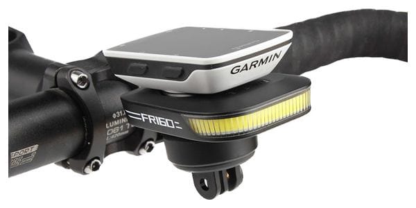 Luz delantera para bicicleta Ravemen FR160 ALU con soporte para GPS GARMIN integrado