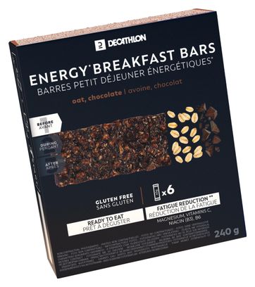 Barres énergétiques Petit-déjeuner Decathlon Nutrition Chocolat sans Gluten 6x40g