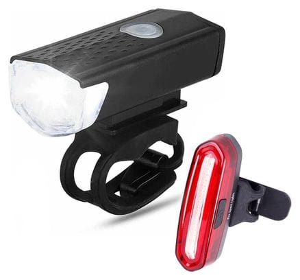 Kit d'éclairage LED pour vélo - rechargeable par USB - 300 et 120 lumens