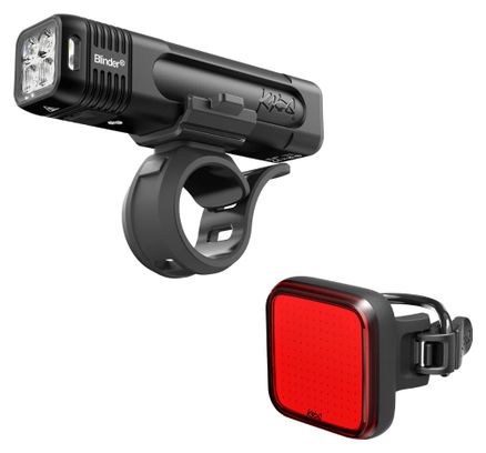 Set voor- en achterverlichting Knog Blinder Pro 1000 / Blinder Square Zwart