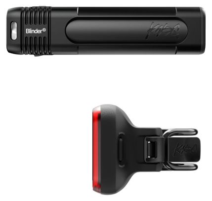 Set voor- en achterverlichting Knog Blinder Pro 1000 / Blinder Square Zwart