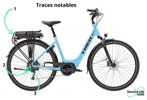 Produit Reconditionné -Vélo de Ville Électrique Trek Verve+ 2 Lowstep Bosch 400Wh Shimano Altus 9V Azure 2023