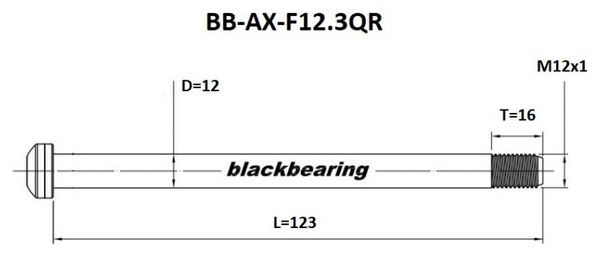Vorderachse schwarzes Lager QR12 mm - 123 - M12x1 - 16 mm