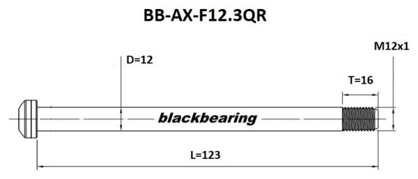 Cuscinetto nero dell'assale anteriore QR12 mm - 123 - M12x1 - 16 mm