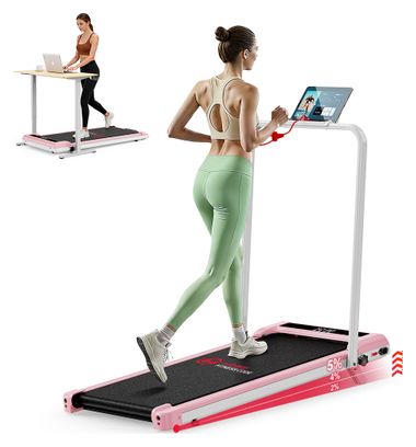 Tapis de Course - Pliable - avec Barre - Inclinaison 6km/h - Pink