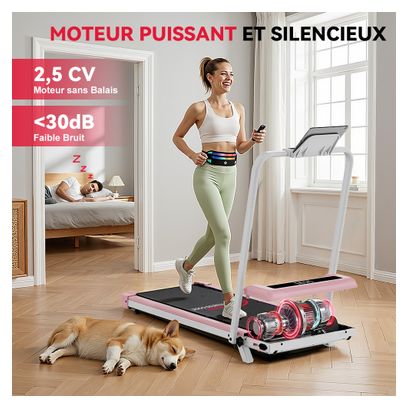 Tapis de Course - Pliable - avec Barre - Inclinaison 6km/h - Pink