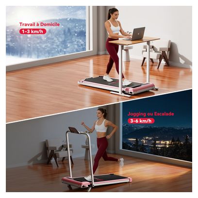 Tapis de Course - Pliable - avec Barre - Inclinaison 6km/h - Pink