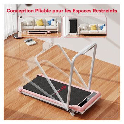 Tapis de Course - Pliable - avec Barre - Inclinaison 6km/h - Pink