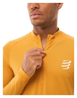 Compressport Lauf-T-Shirt mit halbem Reißverschluss, Winter Orange, Herren