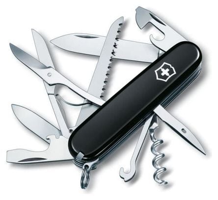 Couteau de poche moyen Victorinox Huntsman 1.3713.3B1 avec 15 fonctions Comprend des ciseaux et un bûcheron en blister-noir