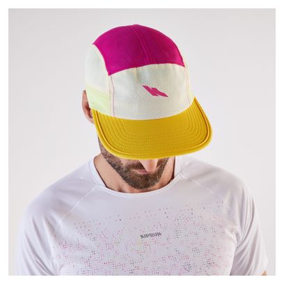 Gorra Kiprun de 5 paneles, amarillo/rosa