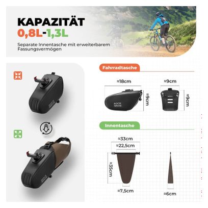 Sacoche de vélo extensible avec poche intérieure