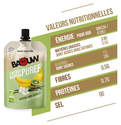 Purea energetica Baouw Banana-Kiwi-Vanilla biologica 90g