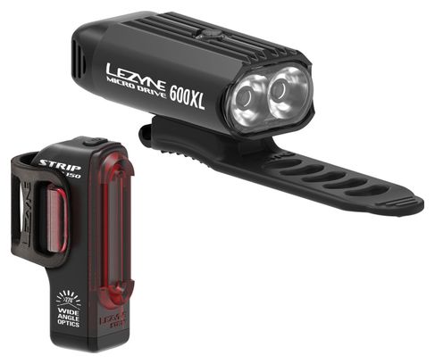 Set di luci Lezyne Micro Drive 600XL / Coppia di strisce nere
