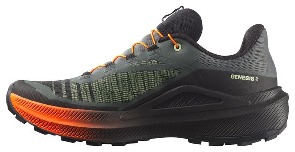 Salomon Genesis 2 trailschoenen Groen/Zwart/Oranje Heren EMBARGO 03/08/2026