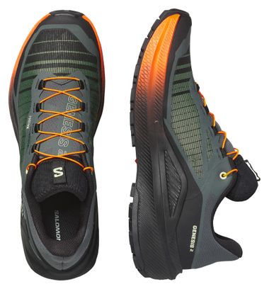 Salomon Genesis 2 trailschoenen Groen/Zwart/Oranje Heren EMBARGO 03/08/2026