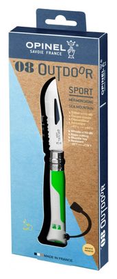 Couteau Pliable Opinel N°08 Outdoor Blanc Vert Fluo