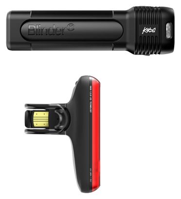 Set voor- en achterverlichting Knog Blinder Pro 1400 / Blinder R-150 Zwart