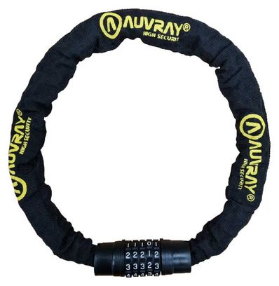 AUVRAY - Antivol Chaine Vélo - Fermeture Combinaison Chiffré - Longueur 120cm
