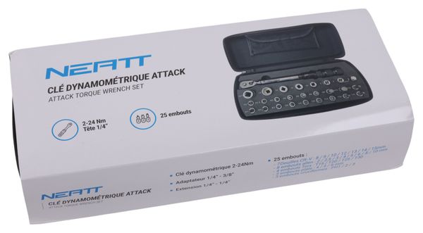 Clé Dynamométrique Neatt Attack 2-24 Nm - 1/4'' + 25 Embouts