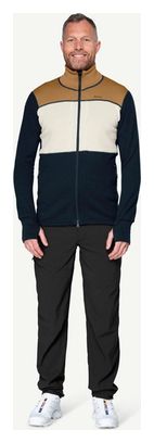 Heren fleece Devold Egga Grid Merino JKT Beige/Blauw 