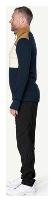 Heren fleece Devold Egga Grid Merino JKT Beige/Blauw 