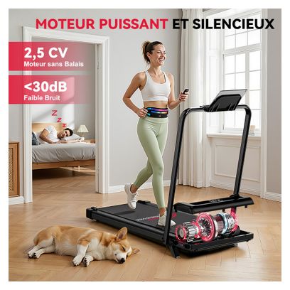 Tapis de course Fitness Z3 avec poignées compact sous bureau Noir