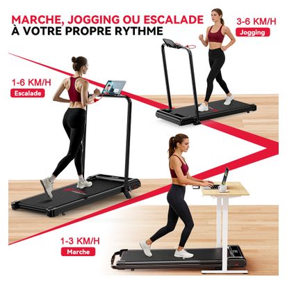 Tapis de course Fitness Z3 avec poignées compact sous bureau Noir