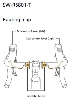 Shimano Di2 SW-RS801-T Satellite Shifters Tops - Cavo lungo (260 mm)