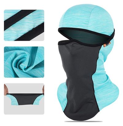 Cachecou Masque Solaire Soie Glacée Protection Totale Eté Bleu