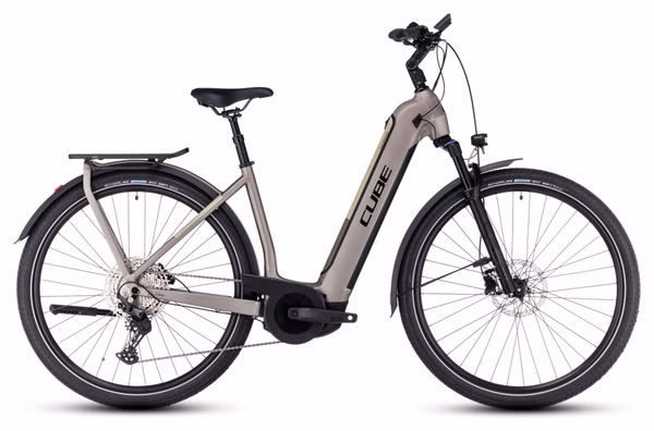 Cube Kathmandu Hybrid Pro 750 Easy Entry Electric City Bike Shimano Deore  11S 750 Wh 700 mm Flash Stone Beige Grey 2023