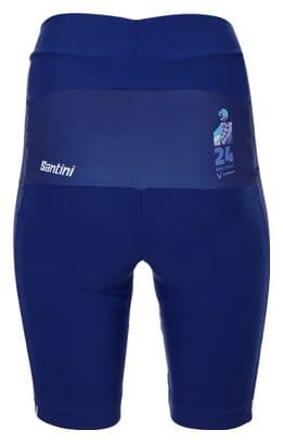 Kurze Radhose ohne Träger Santini x Ironman - Weltmeisterschaft Nizza 2024 - Blau Damen