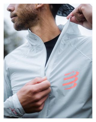 Veste imperméable Compressport Hurricane Waterproof 10/10 Gris Homme