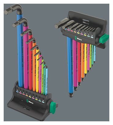 Set van 9 Wera haakse inbussleutels met houder