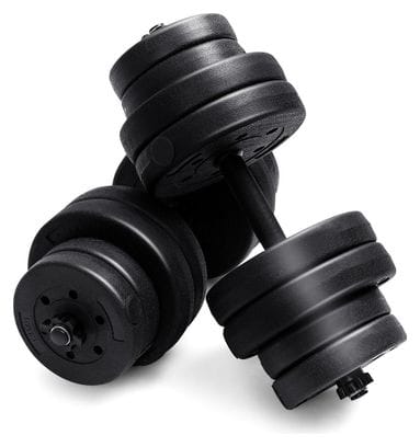Kit haltères musculation 2 en 1 avec disques poids ajustable 30 kg poignée confortable pour fitness musculation formation noir