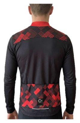 Maillot de Cyclisme Hiver Manches Longues ORDINO Noir/Rouge
