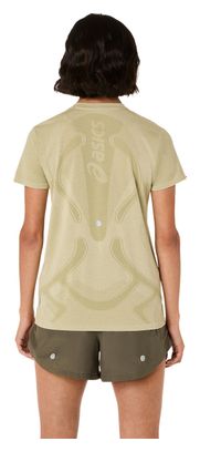 Asics Road Seamless Kaki Dames T-shirt met korte mouwen