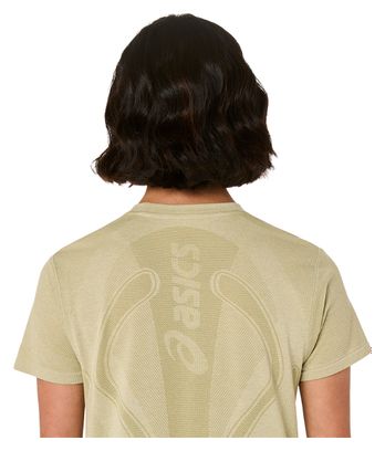 Asics Road Seamless Kaki Dames T-shirt met korte mouwen