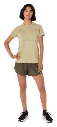 Asics Road Seamless Kaki Dames T-shirt met korte mouwen