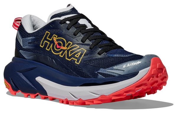 Hoka Mafate 5 Trail Running Shoes for Women, Blue/Red