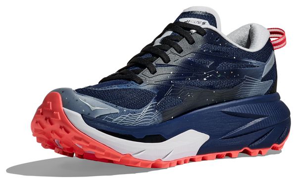 Hoka Mafate 5 Trail Running Shoes for Women, Blue/Red