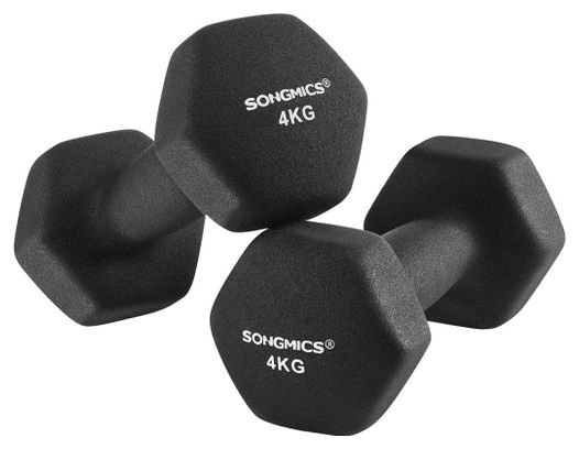 Haltères en vinyle 2 x 4 kg lot de 2 noir sport fitness musculation
