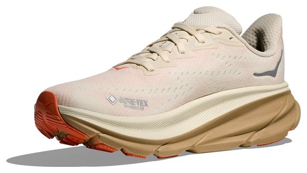 Zapatillas de running Hoka Clifton 9 GTX beige/caqui para mujer