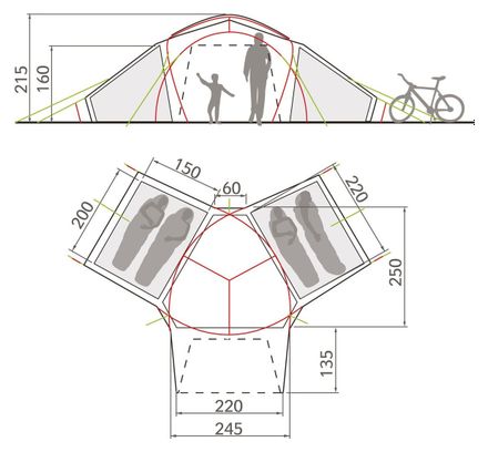 Tente 4 personnes Vaude Badawi 4 Beige